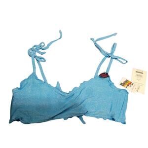 No Boundaries Large 11-13 Blue Sparkle Bikini Top NWT